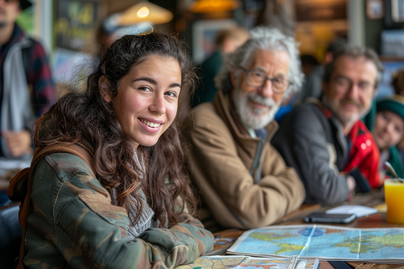 Personnes planifiant un voyage humanitaire à Niort avec cartes géolocalisées et conseils pratiques