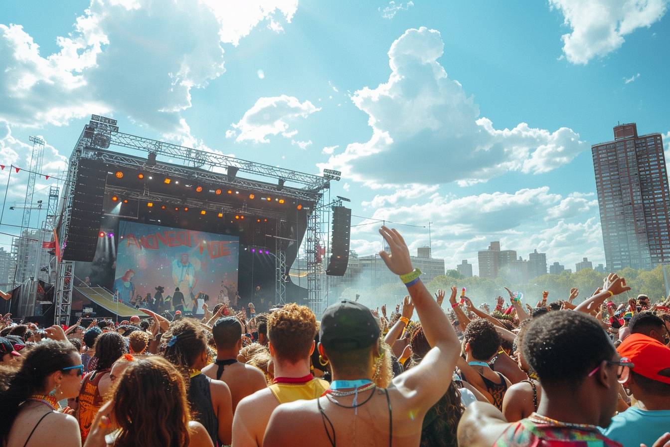 Foule enjouée célébrant un festival coloré au cœur de Niort, incarnant l'esprit festif de la ville